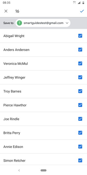 Select the v button