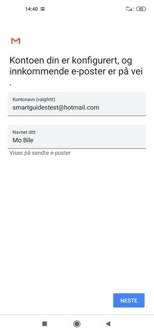 Gi kontoen din et navn, og skriv inn navnet ditt. Velg NESTE