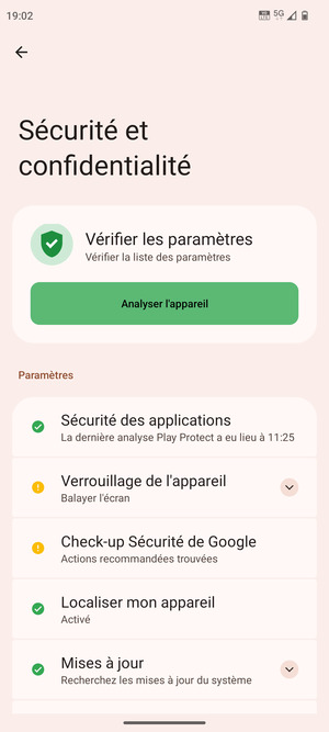 Sélectionnez Verrouillage de l'appareil