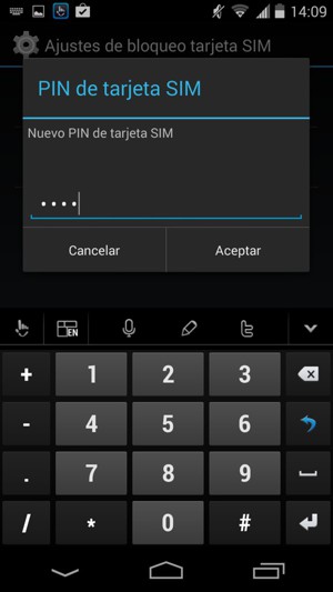 Introduzca su Nuevo PIN de tarjeta SIM y seleccione Aceptar