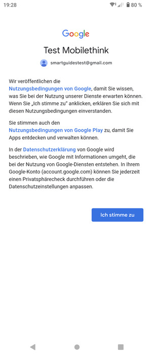 Wählen Sie Ich stimme zu
