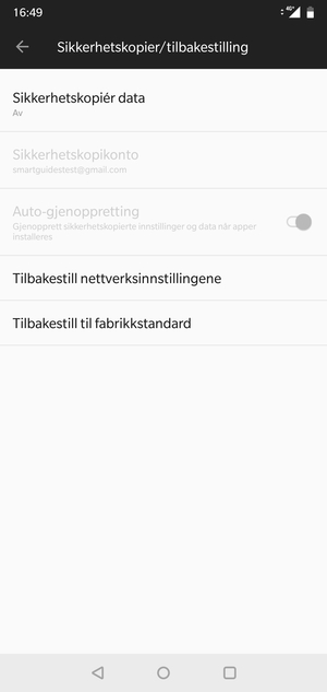 Velg Sikkerhetskopiér data