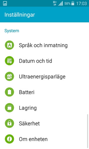 Scrolla till och välj Om enheten