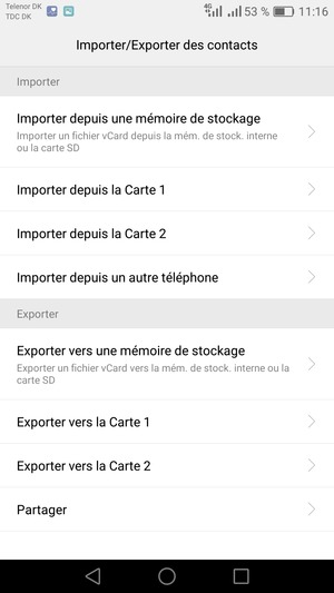 Sélectionnez Importer depuis la Carte 1 ou Importer depuis la Carte 2