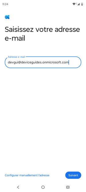Saisissez votre adresse e-mail et sélectionnez Configurer manuellement l'adresse
