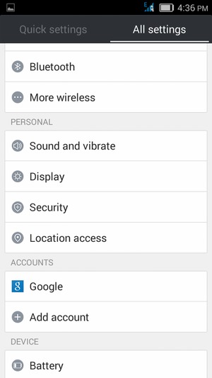 Scroll to and select Security