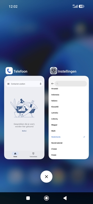 Selecteer het Verwijderen-pictogram om alle actieve apps te sluiten