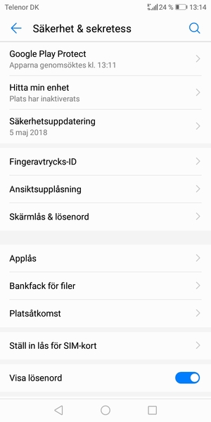 Välj Ställ in lås för SIM-kort