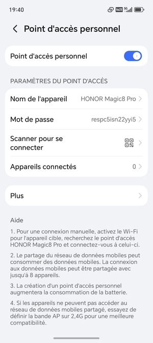 Votre téléphone est maintenant configuré pour être utilisé comme modem