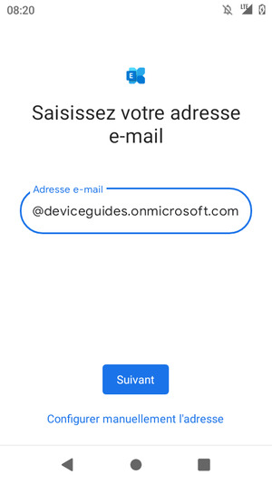 Saisissez votre adresse e-mail et sélectionnez Configurer manuellement l'adresse