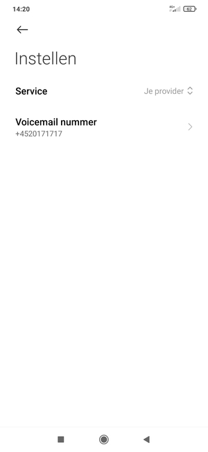 Selecteer Voicemail nummer