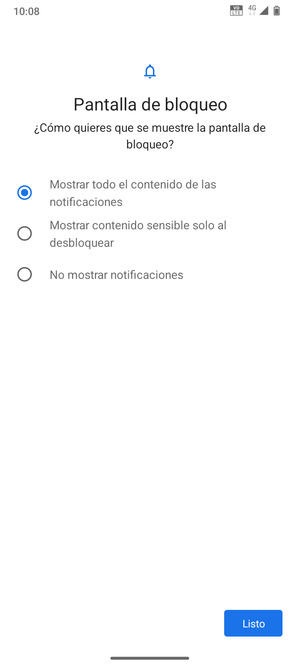 Seleccione la opción deseada y seleccione Listo