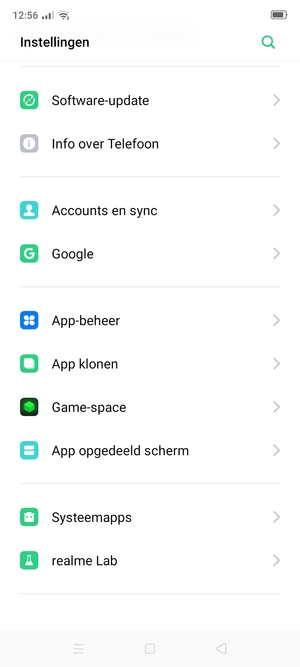 Scroll naar en selecteer Software-update