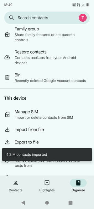 Your contacts will be saved to your Google account and saved to your phone the next time Google is synced.