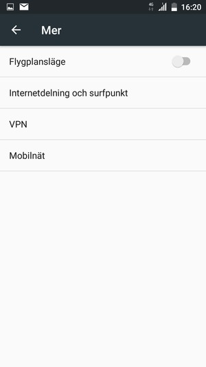 Välj Internetdelning och surfpunkt