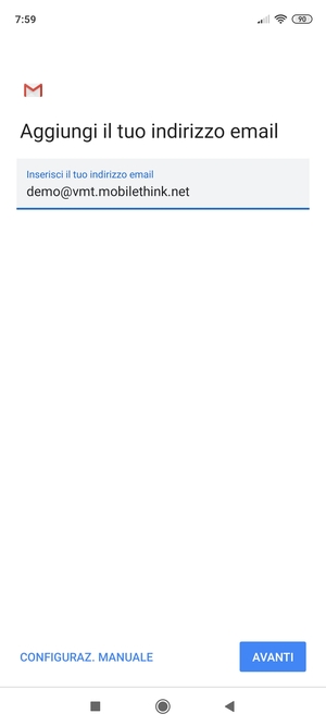 Inserisci il tuo indirizzo email e seleziona AVANTI
