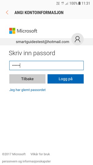 Skriv inn passord og velg Logg på