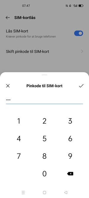 Indtast din Nye pinkode til SIM-kort og vælg OK