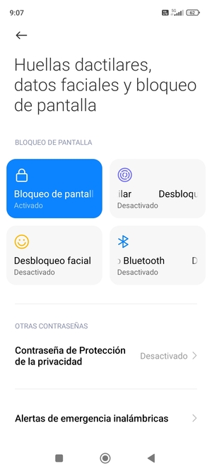 El teléfono ha sido asegurado con un bloqueo de pantalla