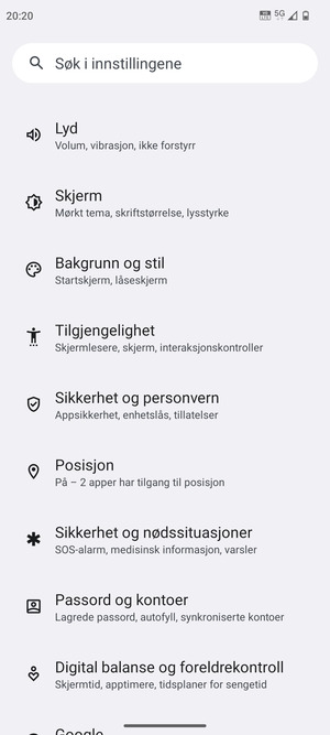 Bla til og velg Sikkerhet og personvern