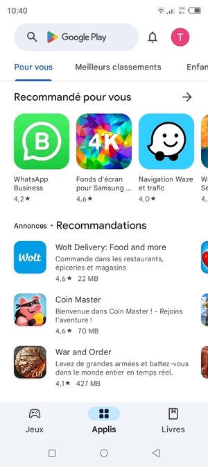 Sélectionnez la barre de Recherche