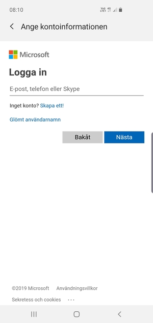 Ange din Hotmail-adress och välj Nästa
