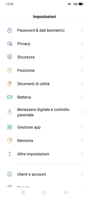 Scorri e seleziona Sicurezza