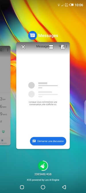 Sélectionnez l'icône Supprimer pour fermer toutes les applis en cours d'exécution