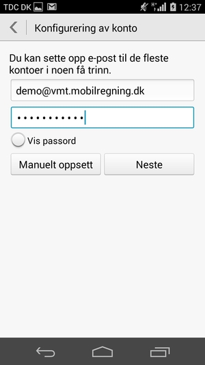 Skriv inn e-postadresse og passord. Velg Neste