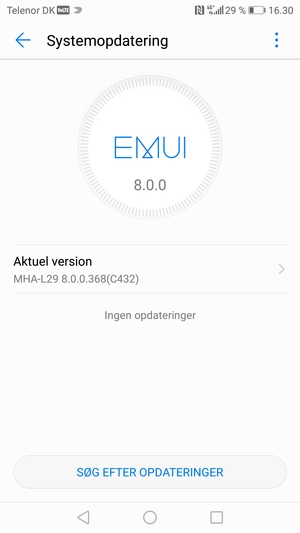 Hvis din telefon er opdateret, vil du se følgende skærmbillede