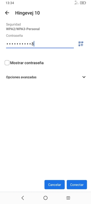 Introduzca la contraseña de Wi-Fi y seleccione Conectar