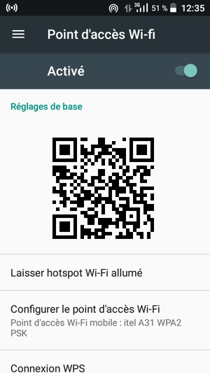 Votre téléphone est maintenant configuré pour être utilisé comme modem