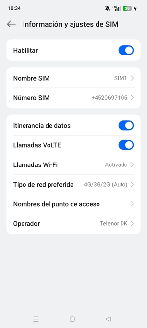 Activar o desactivar Itinerancia de datos