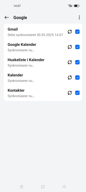 Dine oplysninger vil blive synkroniseret
