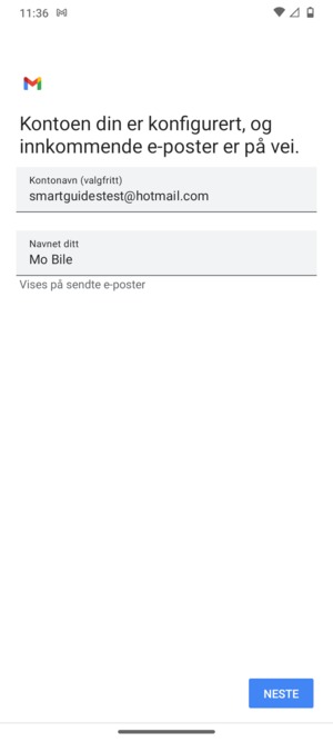 Gi kontoen din et navn, og skriv inn navnet ditt. Velg NESTE