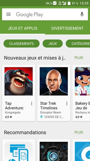 Sélectionnez la barre de Recherche