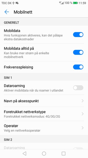 Velg Foretrukket nettverkstype