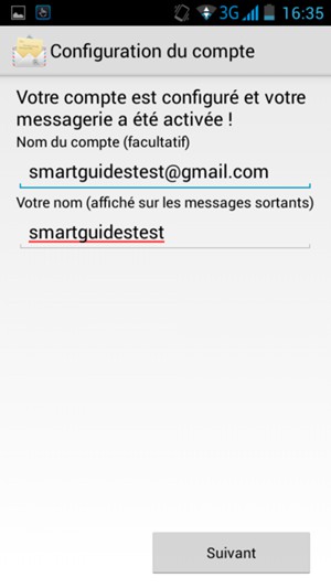 Donnez un nom à votre compte et saisissez votre nom. Sélectionnez Suivant