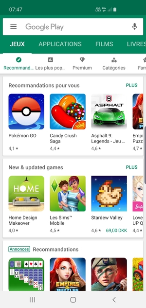 Sélectionnez la barre de Recherche