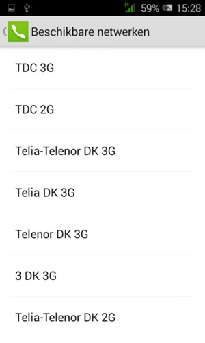 Selecteer een netwerkoperator uit de lijst