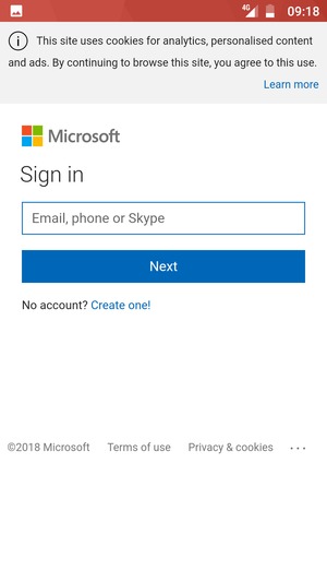 Enter your Email address and select Next