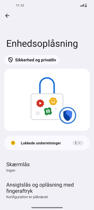 Vælg Skærmlås