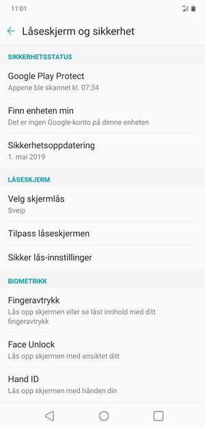 Velg Velg skjermlås