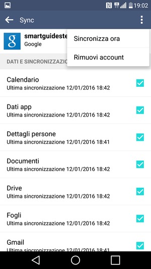 Seleziona Sincronizza ora