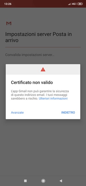 Seleziona INDIETRO