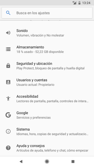 Desplácese y seleccione Seguridad y ubicación