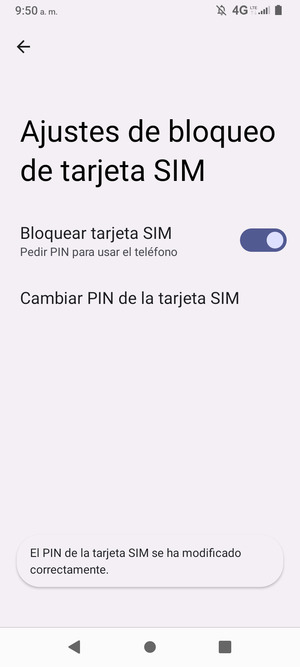 Su PIN de la tarjeta SIM ha sido cambiado