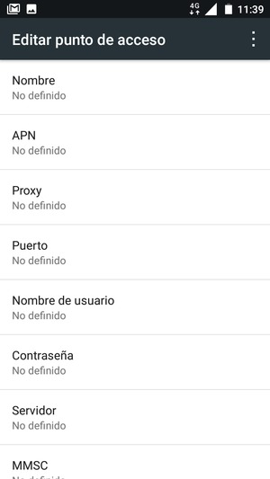 Introduzca la información de MMS