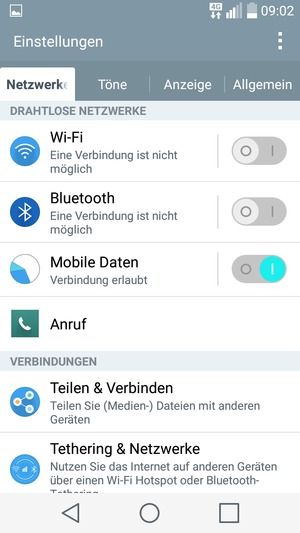Wählen Sie Netzwerke und Tethering & Netzwerke