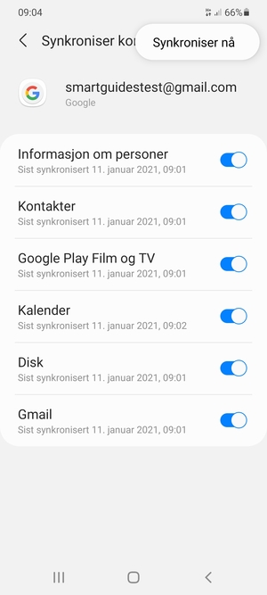 Velg Synkroniser nå